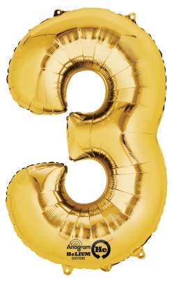 Zlatý fóliový balónek " 3 "
