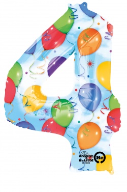 Balónek fóliový " 4 " barevný 