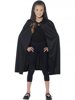 Dětský černý plášť s kapucí