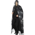 Čarodějnický šedo-černý plášť s kapucí