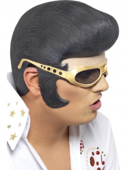 Gumová paruka se zlatými brýlemi Elvis