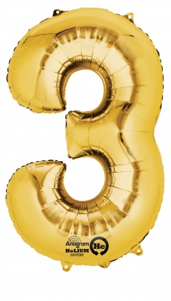 Zlatý fóliový balónek " 3 "