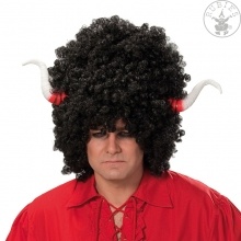 Čertí afro paruka s rohy