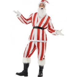 Santa v červeno-bílých pruzích